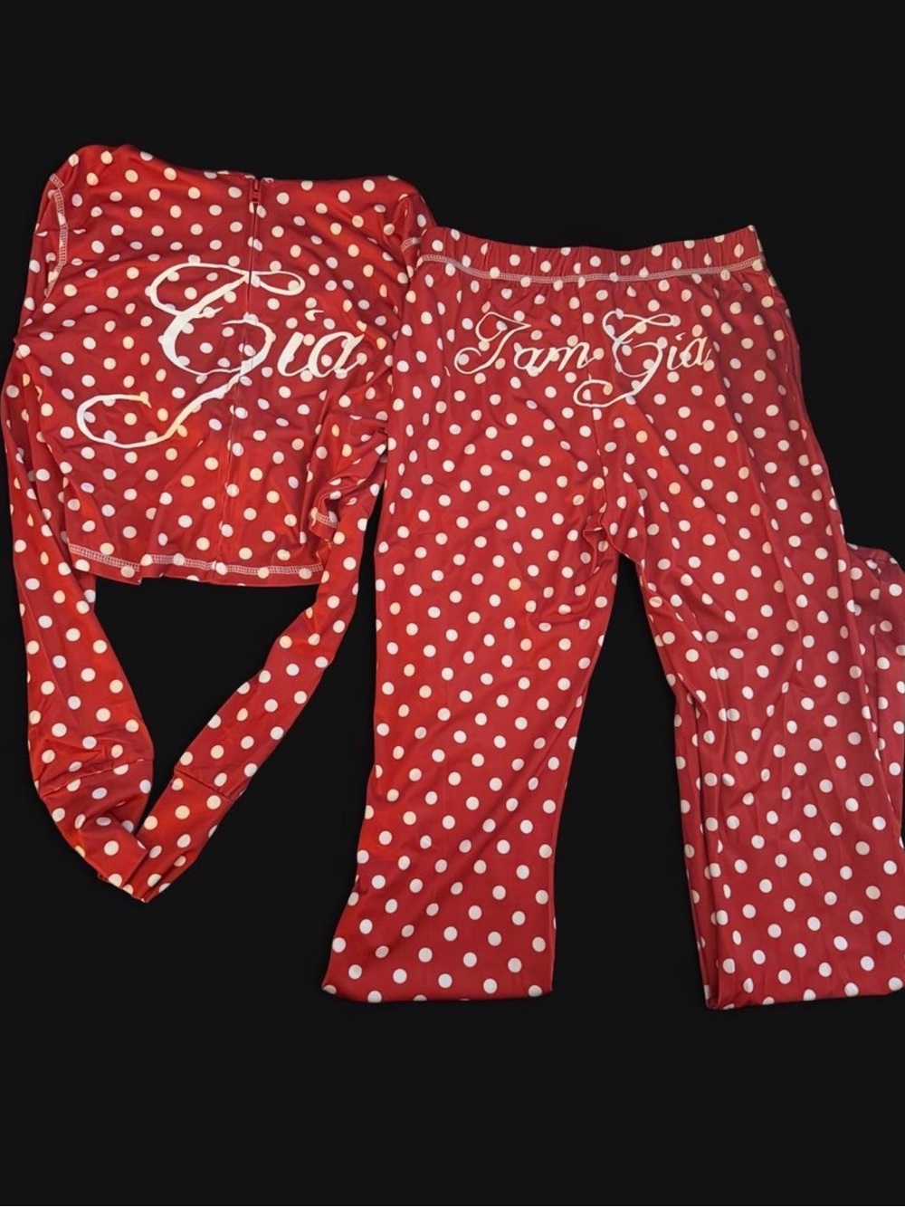 I am Gia red and white polka dot blaire set size medium